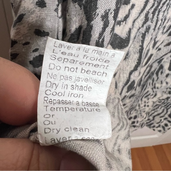 LUNGO L'Arno Leopard 100% Linen italian Sleeveless Collared Dress oversized 2XL - Picture 7 of 13